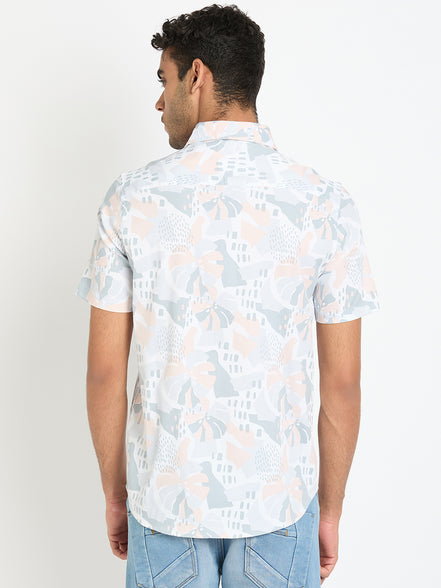 Light Peach Floral Print Shirt