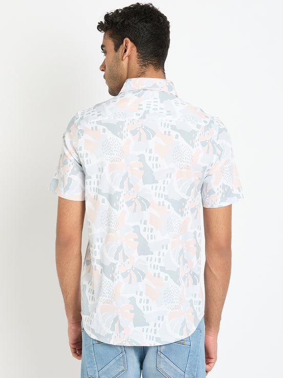 Light Peach Floral Print Shirt