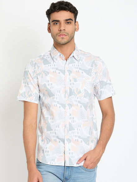 Light Peach Floral Print Shirt