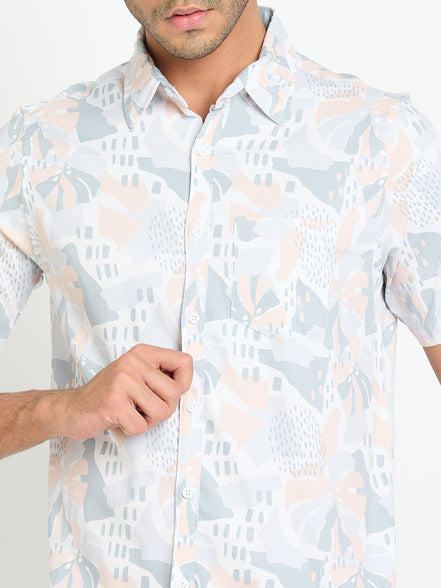 Light Peach Floral Print Shirt