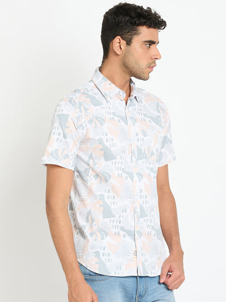 Light Peach Floral Print Shirt