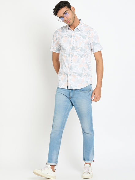 Light Peach Floral Print Shirt