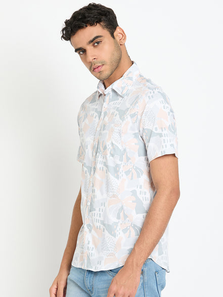 Light Peach Floral Print Shirt