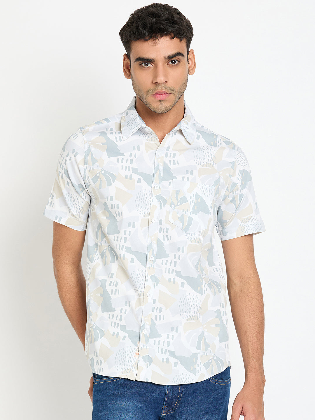 Light Grey Floral Print Shirt