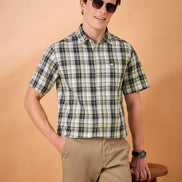 Men Brown Check Slim Fit Shirt