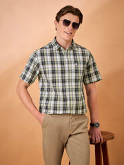 Men Brown Check Slim Fit Shirt