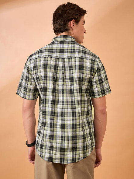 Men Brown Check Slim Fit Shirt