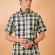 Men Brown Check Slim Fit Shirt
