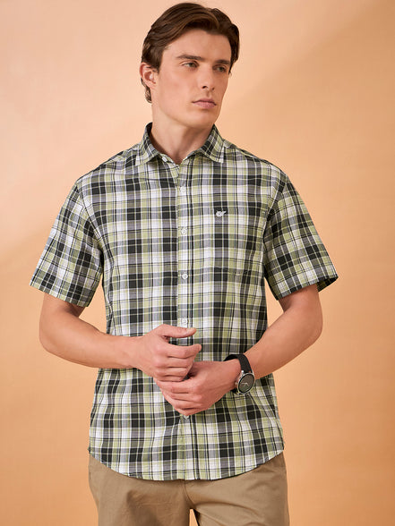 Men Brown Check Slim Fit Shirt
