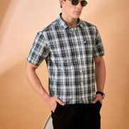 Men Grey Check Slim Fit Shirt