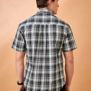 Men Grey Check Slim Fit Shirt