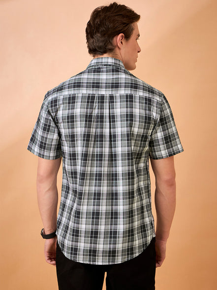 Men Grey Check Slim Fit Shirt