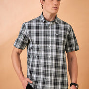 Men Grey Check Slim Fit Shirt