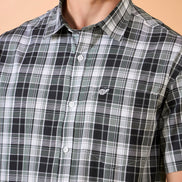 Men Grey Check Slim Fit Shirt