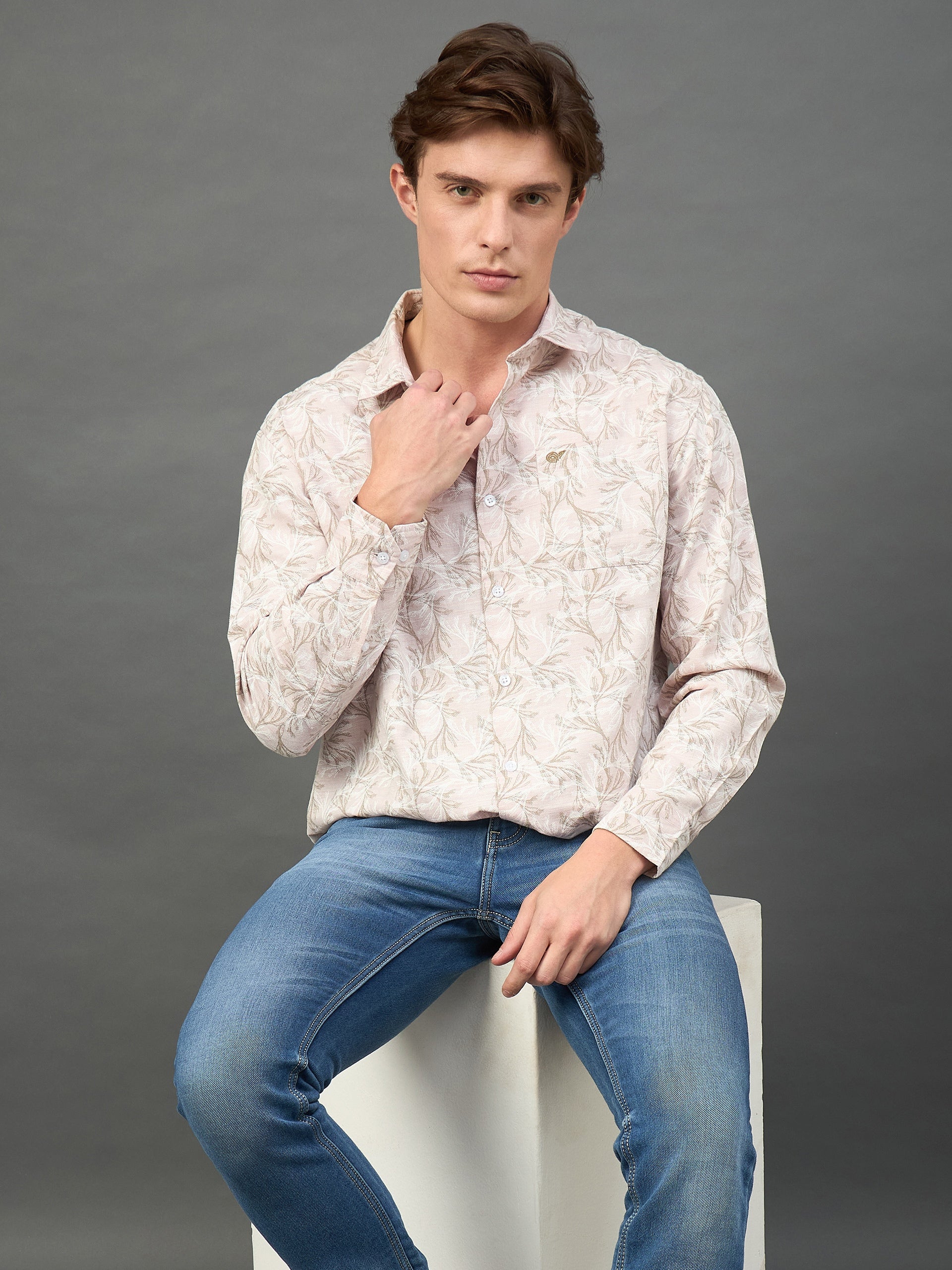 Peach Printed Shirt