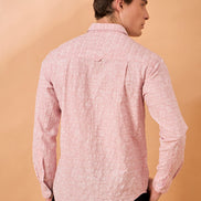 Men Pink Print Slim Fit Shirt