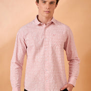 Men Pink Print Slim Fit Shirt