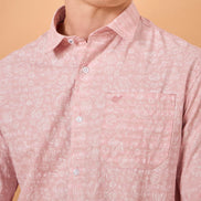 Men Pink Print Slim Fit Shirt