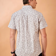 Men Grey Print Slim Fit Shirt