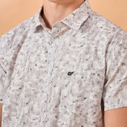 Men Grey Print Slim Fit Shirt