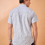 Men Light Purple Print Slim Fit Shirt