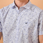 Men Light Purple Print Slim Fit Shirt
