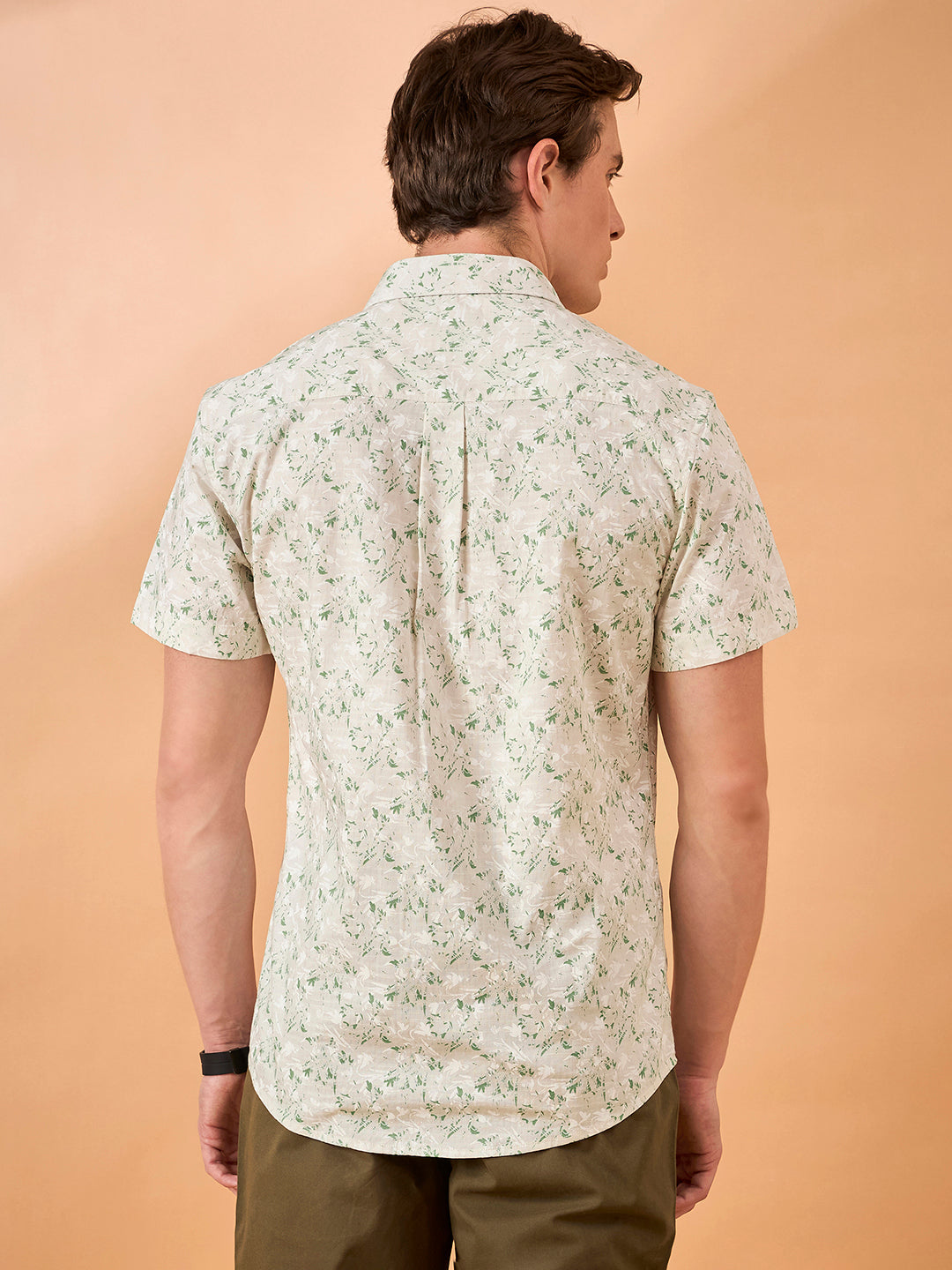 Men Green Print Slim Fit Shirt