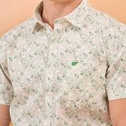 Men Green Print Slim Fit Shirt