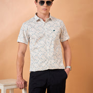 Men Blue Print Slim Fit Shirt