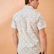 Men Blue Print Slim Fit Shirt