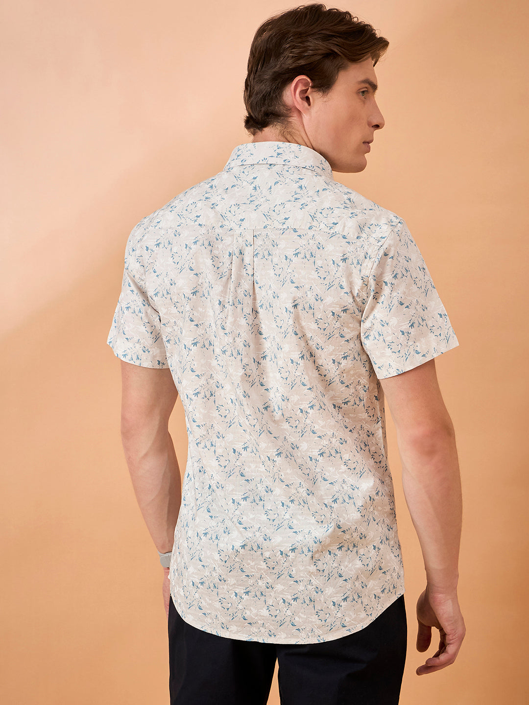 Men Blue Print Slim Fit Shirt