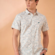 Men Blue Print Slim Fit Shirt