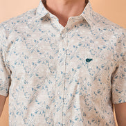 Men Blue Print Slim Fit Shirt