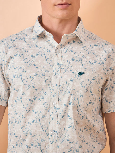 Men Blue Print Slim Fit Shirt
