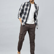Grey Slim Fit Solid Cargo Pant