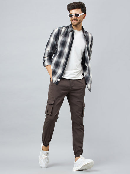 Grey Slim Fit Solid Cargo Pant