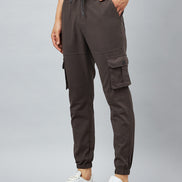 Grey Slim Fit Solid Cargo Pant