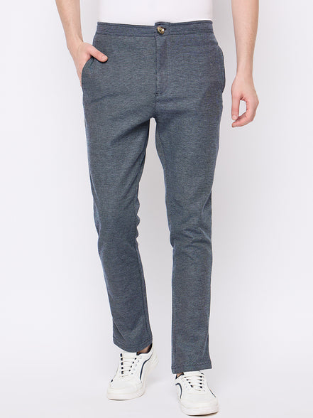 Navy Blue Solid Trouser