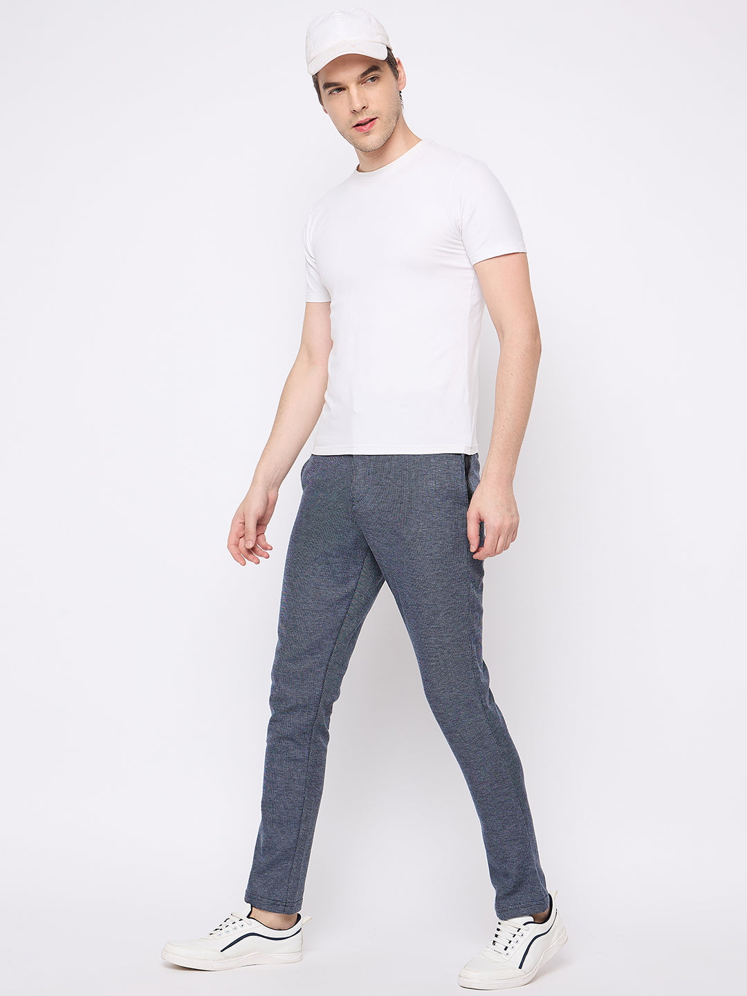 Navy Blue Solid Trouser