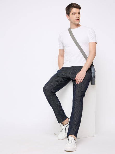 Navy Blue Solid Trouser