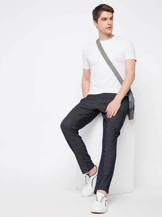 Navy Blue Solid Trouser