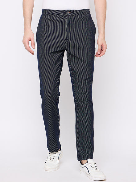 Navy Blue Solid Trouser