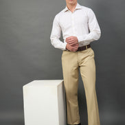 Beige Solid Chinos