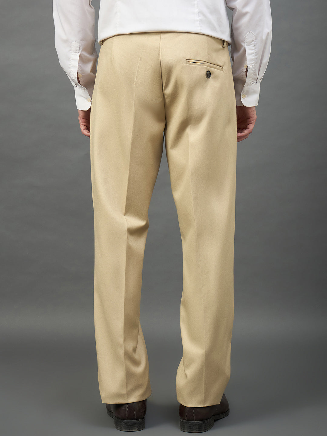 Beige Solid Chinos