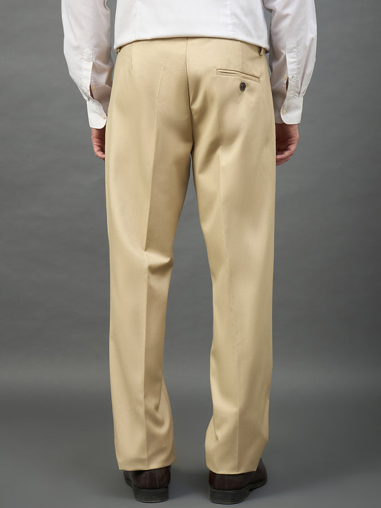 Beige Solid Chinos