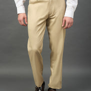 Beige Solid Chinos