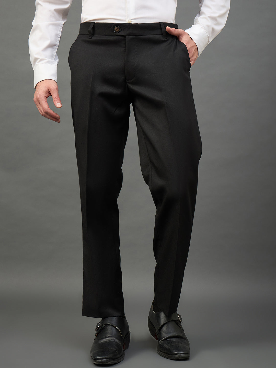 Black Solid Chinos