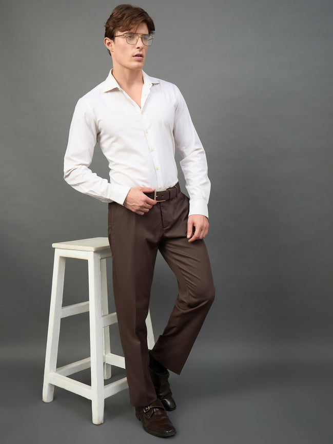 Dark Brown Solid Chinos
