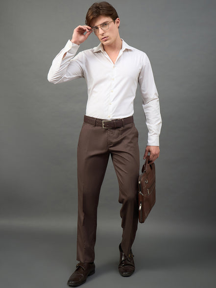 Dark Brown Solid Chinos