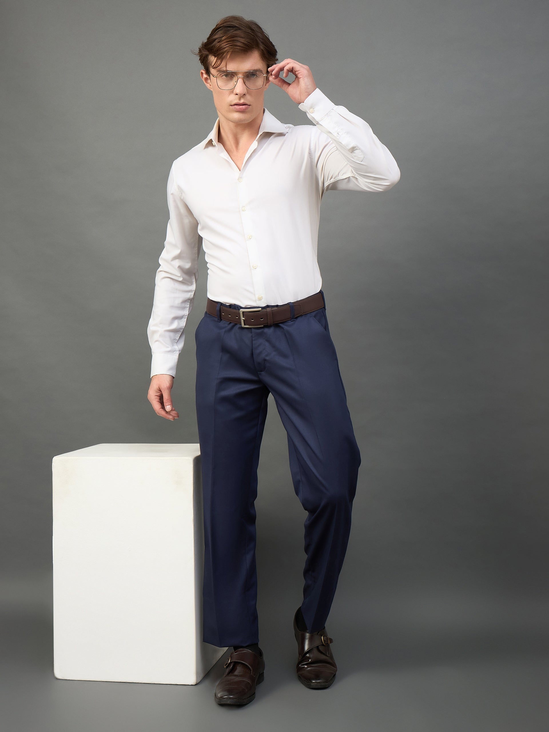 Navy Solid Chinos